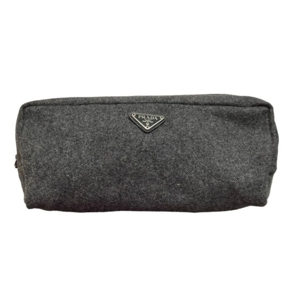 Prada gray wool clutch bag